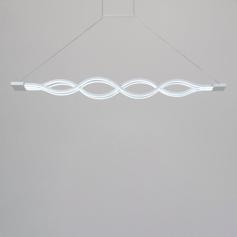 Acrylic White LED Island Light in Modern Concise Style Iron Linear Pendant Light for Dining Room