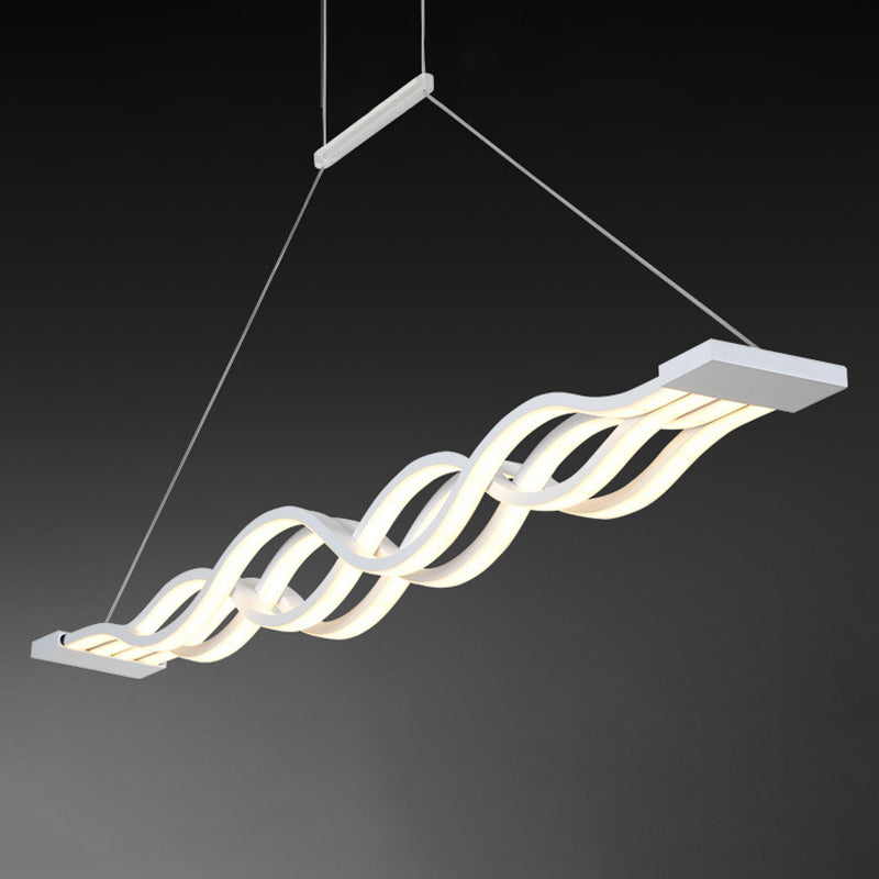 Acrylic White LED Island Light in Modern Concise Style Iron Linear Pendant Light for Dining Room