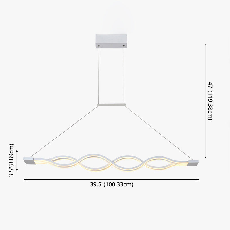 Acrylic White LED Island Light in Modern Concise Style Iron Linear Pendant Light for Dining Room