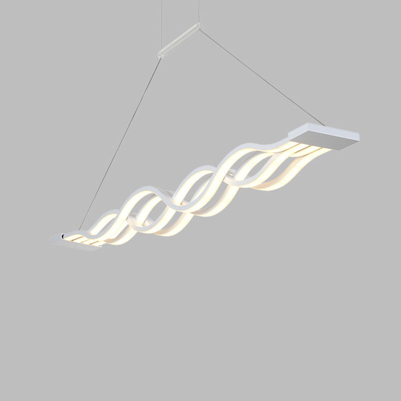 Acrylic White LED Island Light in Modern Concise Style Iron Linear Pendant Light for Dining Room