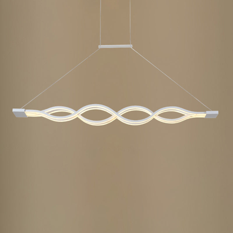 Acrylic White LED Island Light in Modern Concise Style Iron Linear Pendant Light for Dining Room