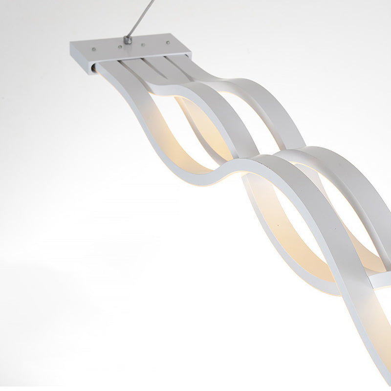 Acrylic White LED Island Light in Modern Concise Style Iron Linear Pendant Light for Dining Room