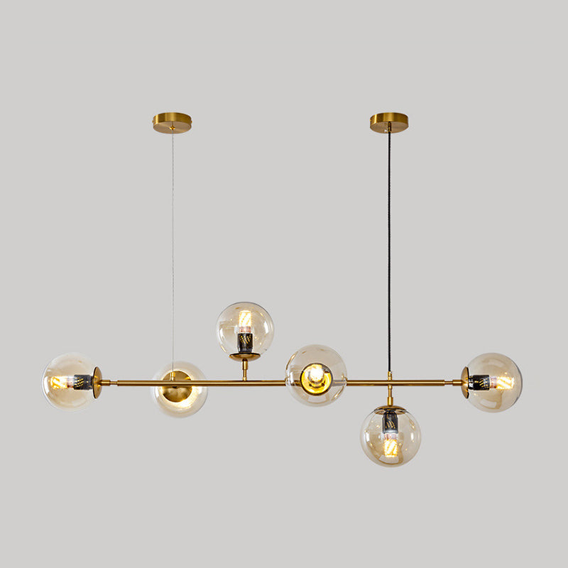 Glass Gold Island Light in Modern Creative Style Iron Globe Pendant Light for Dining Room