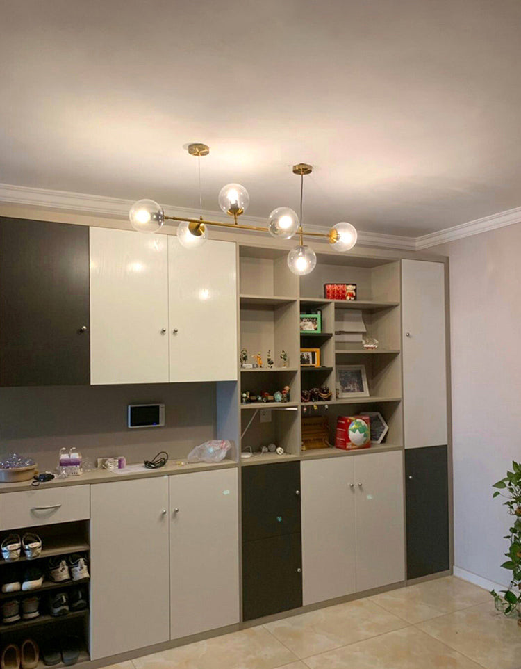 Glass Gold Island Light in Modern Creative Style Iron Globe Pendant Light for Dining Room