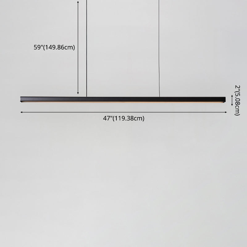Luci a sospensione a sospensione in metallo nero lampade appese lineari moderne per sala da pranzo