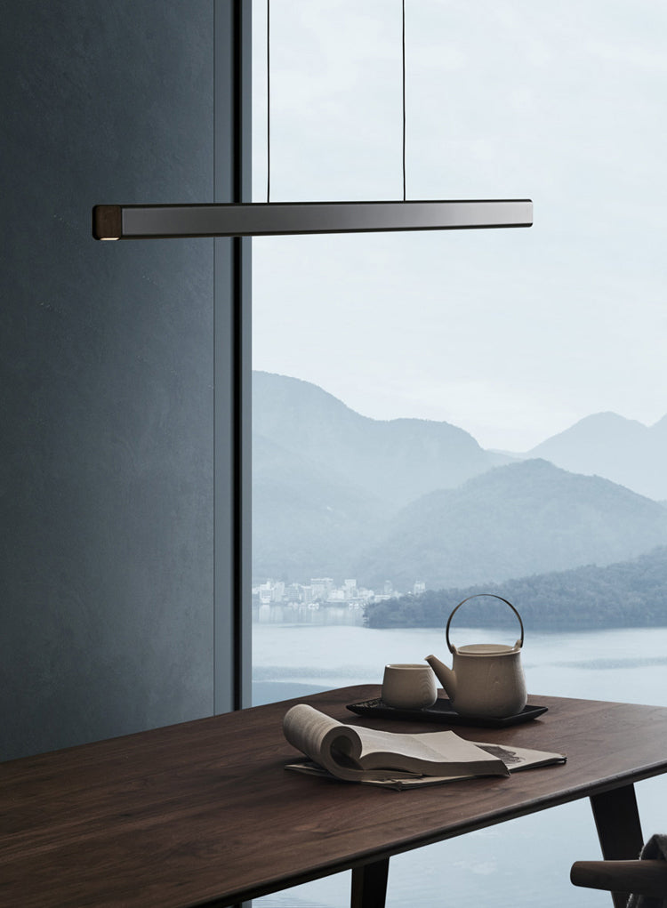 Luci a sospensione a sospensione in metallo nero lampade appese lineari moderne per sala da pranzo