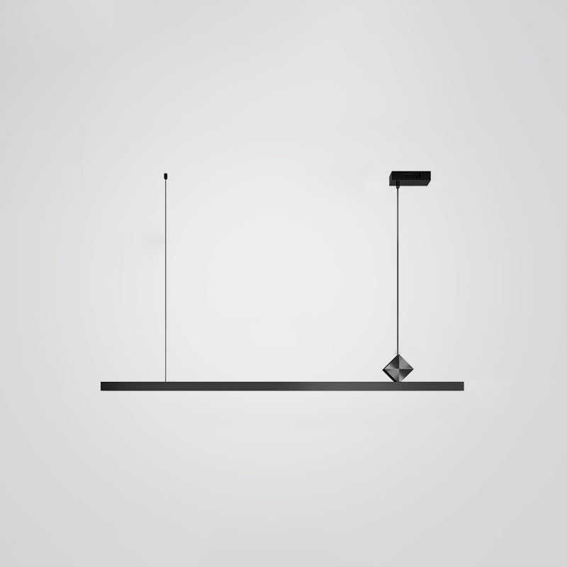 Black Linear LED Island Chandelier Lights Metal Modern Hanging Lamp for Dining Room
