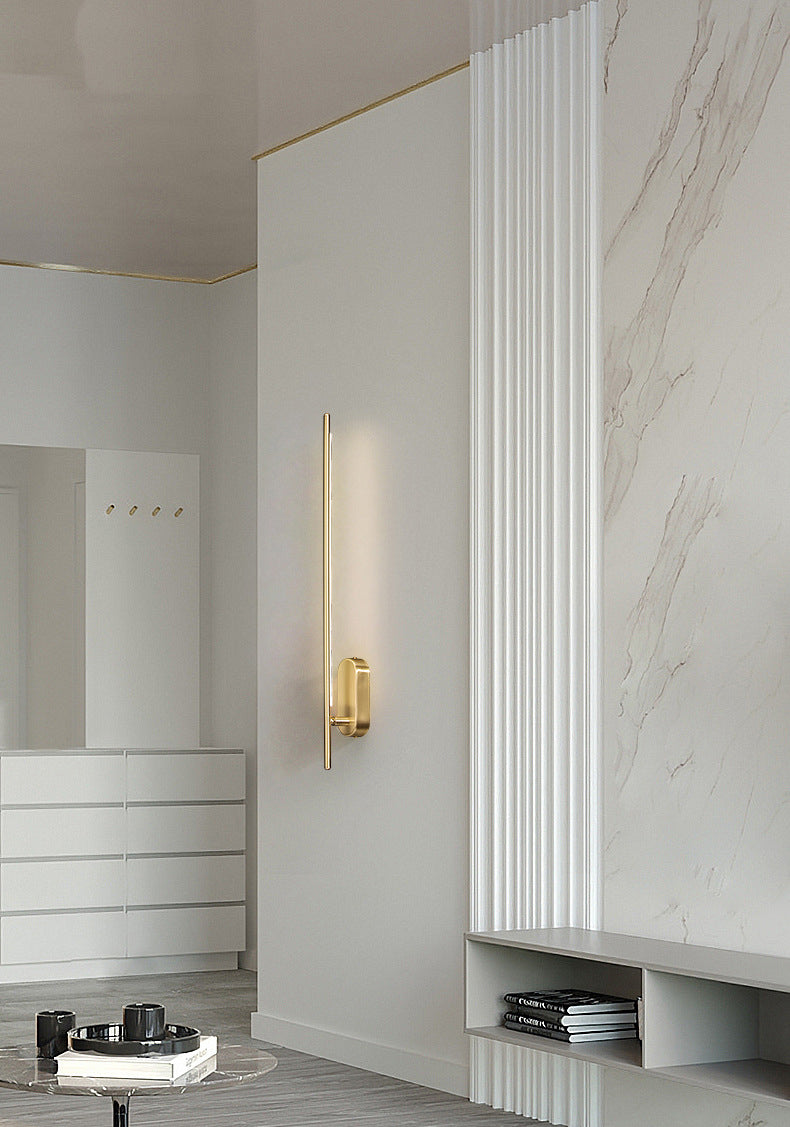 Acryl messing LED -muur sconce in moderne beknopte stijl koper lineair wandlicht voor binnenruimtes