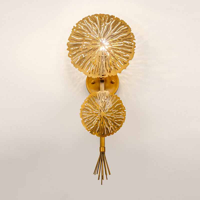 Gold Lotus Shape Wall Light in Modern Creative Style Electroplate Iron Wall Lamp for Interior Spaces