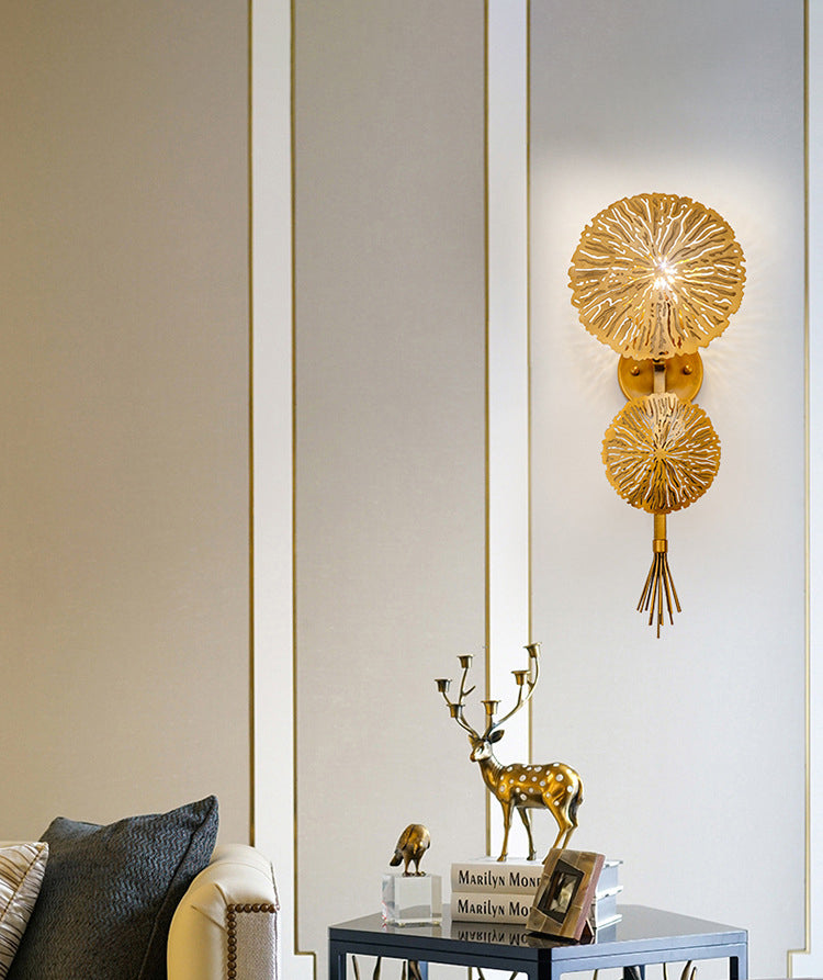 Gold Lotus Shape Wall Light in Modern Creative Style Electroplate Iron Wall Lamp for Interior Spaces