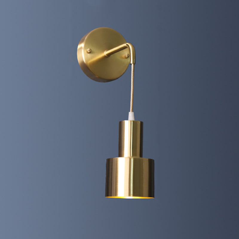 Modern Luxury Single Wall Lamp Copper Cylindroid Hanging Wall Light for Interior Spaces