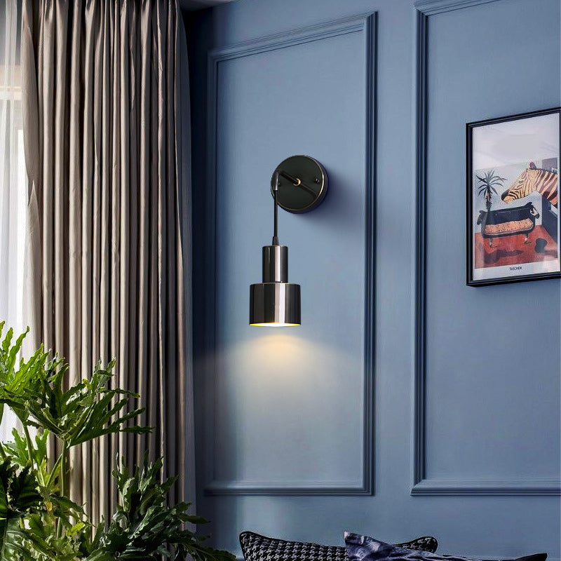Modern Luxury Single Wall Lamp Copper Cylindroid Hanging Wall Light for Interior Spaces