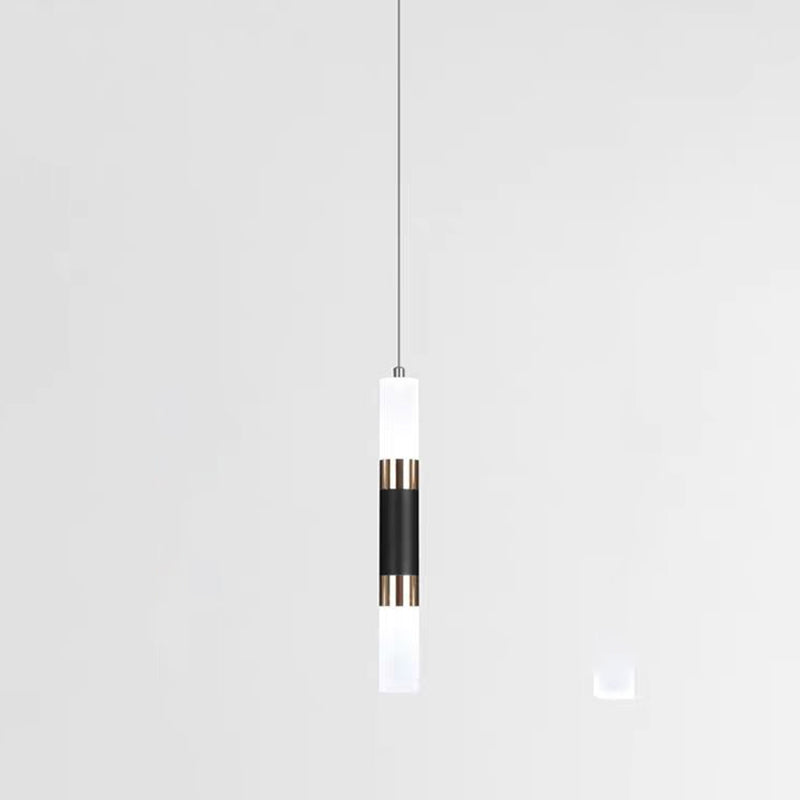 Acrylic Cylindrical LED Pendant Light in Modern Concise Style Wrought Iron Hanging Lamp for Bedroom