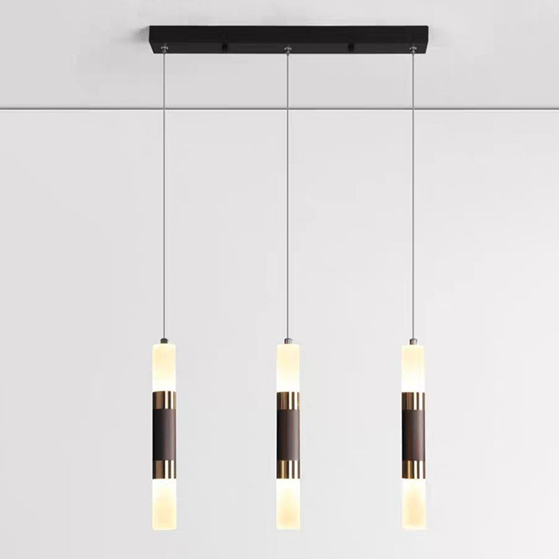 Acrylic Cylindrical LED Pendant Light in Modern Concise Style Wrought Iron Hanging Lamp for Bedroom