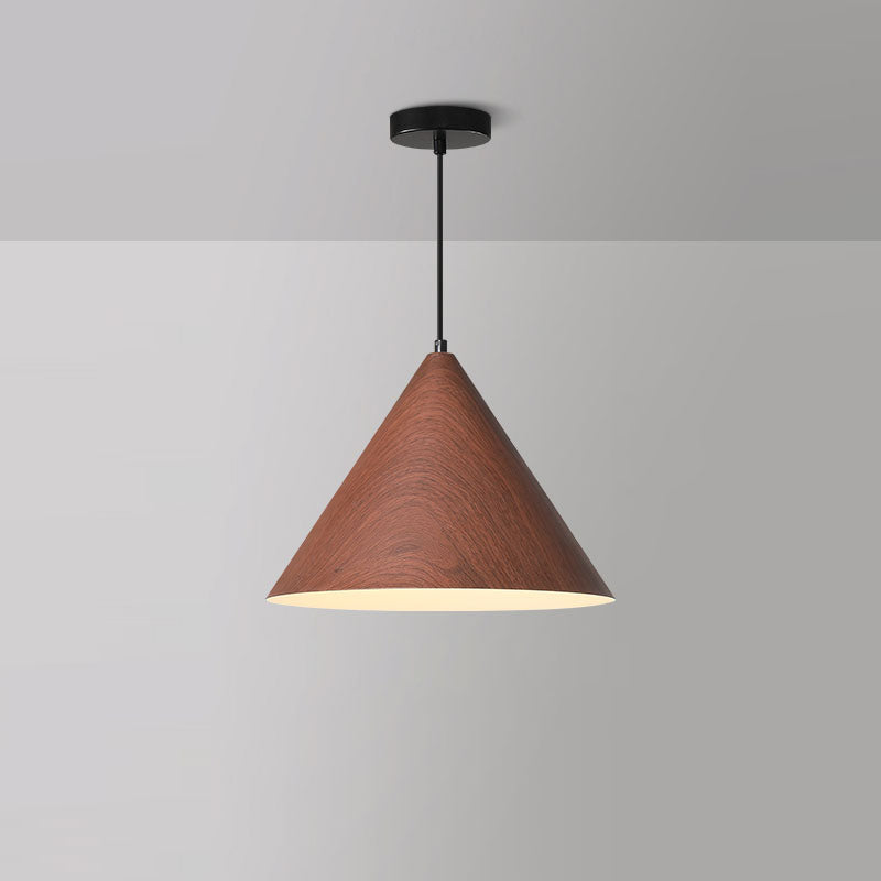 Modern Cone Pendant Lighting Fixture 1-Light Restaurant Hanging Pendant Light with Wood Shade