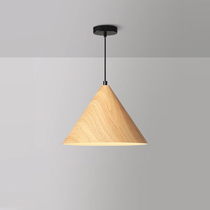 Modern Cone Pendant Lighting Fixture 1-Light Restaurant Hanging Pendant Light with Wood Shade