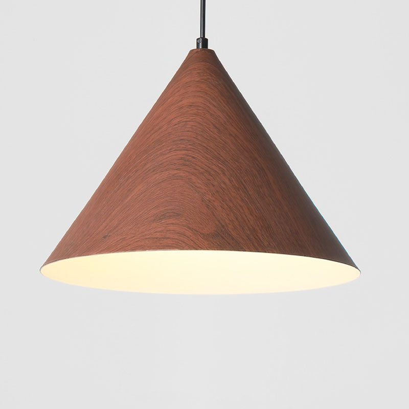 Modern Cone Pendant Lighting Fixture 1-Light Restaurant Hanging Pendant Light with Wood Shade
