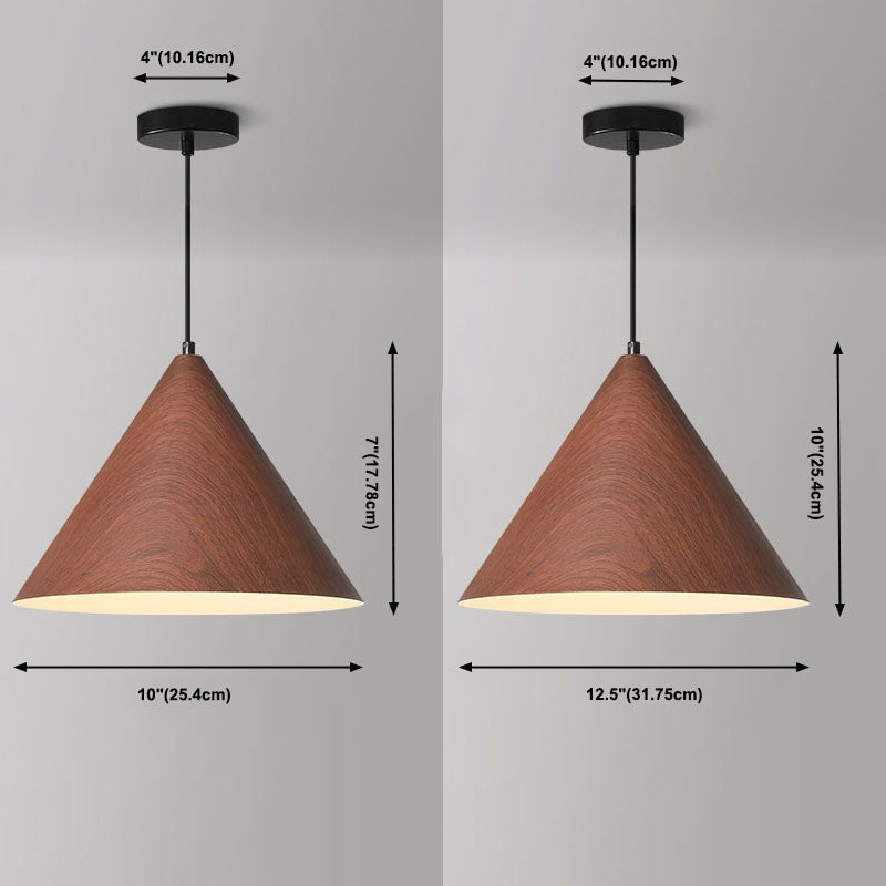 Modern Cone Pendant Lighting Fixture 1-Light Restaurant Hanging Pendant Light with Wood Shade