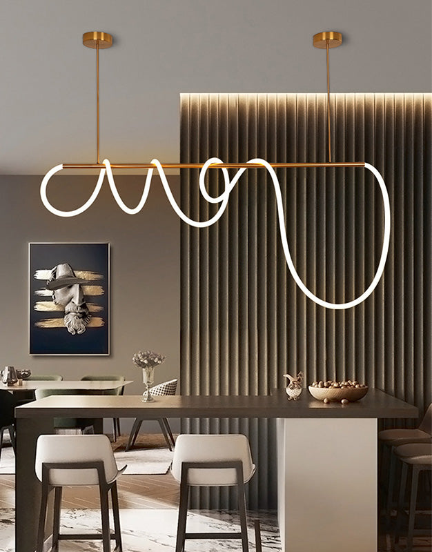 Linear Island Lighting Metal Contemporary Simplicity Pendant Lighting Fixtures for Restaurant