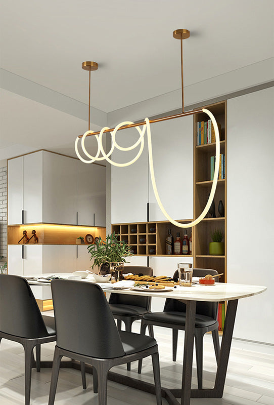 Linear Island Lighting Metal Contemporary Simplicity Pendant Lighting Fixtures for Restaurant