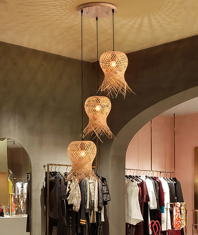 Chinese Handmade Pendant Lighting Fixtures Rattan Hanging Light for Restaurant