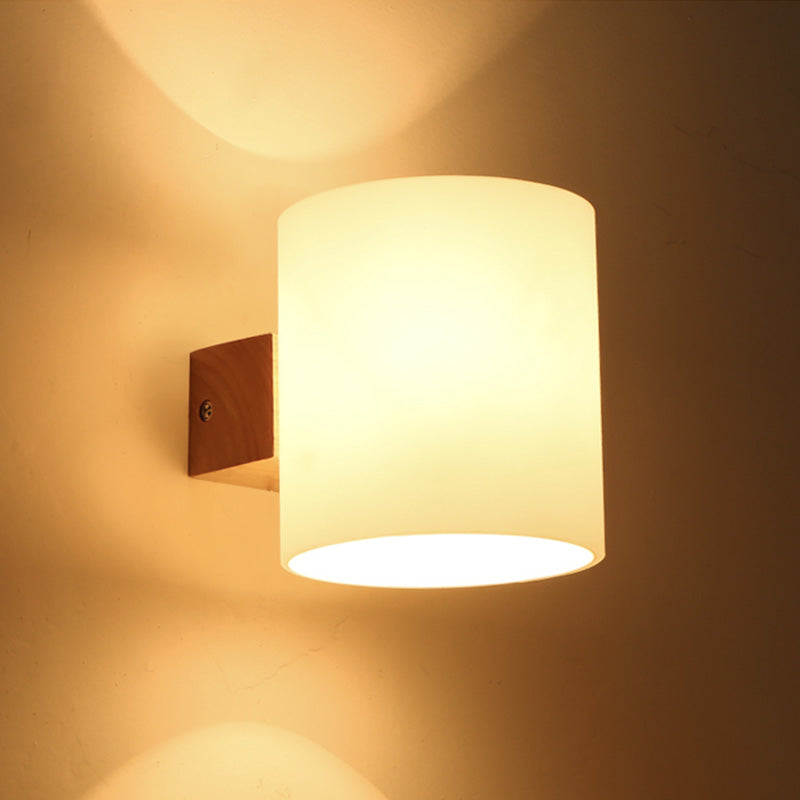 1/2 Head Wall Sconce Light Modernist Wood Wall Lighting Fixtures for Bedroom