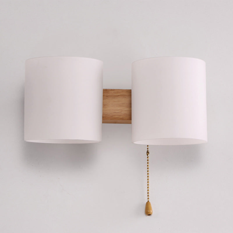 1/2 Head Wall Sconce Light Modernist Wood Wall Lighting Fixtures for Bedroom