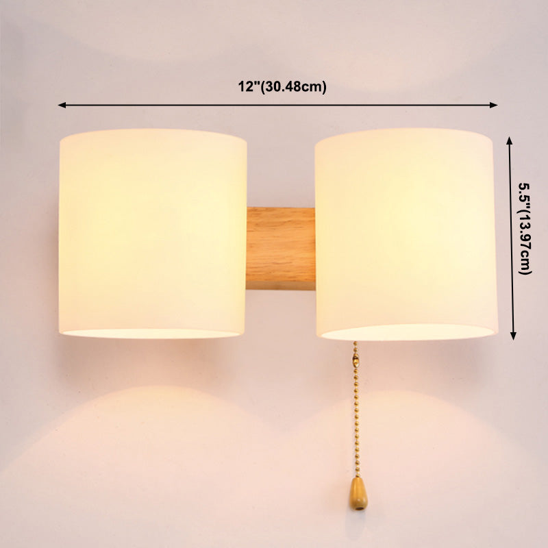 1/2 Head Wall Sconce Light Modernist Wood Wall Lighting Fixtures for Bedroom