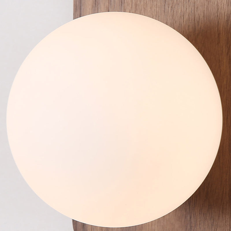 Luci da parete in legno alte da 16 "moderni lampada da applique con tonalità in vetro di latte