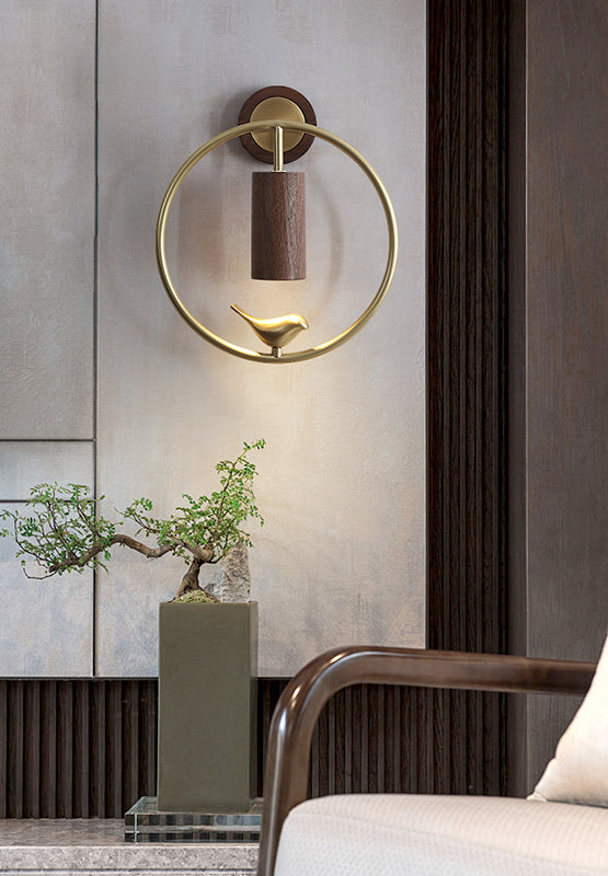 Luce di applique a muro Contemporaneo moderno luce interna in legno e ottone