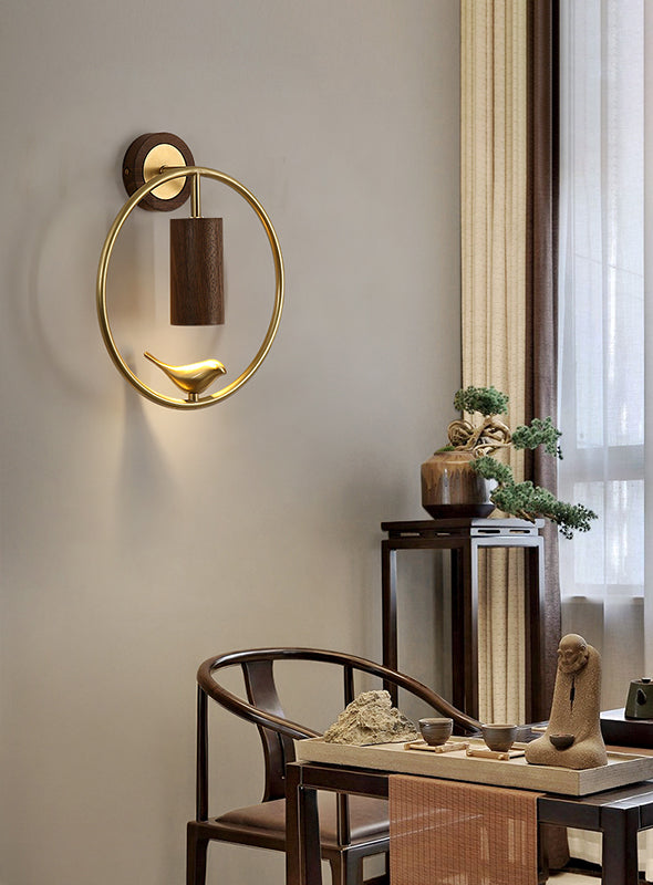 Luce di applique a muro Contemporaneo moderno luce interna in legno e ottone