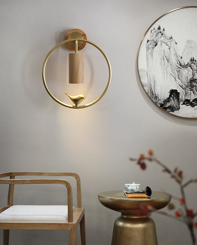 Luce di applique a muro Contemporaneo moderno luce interna in legno e ottone