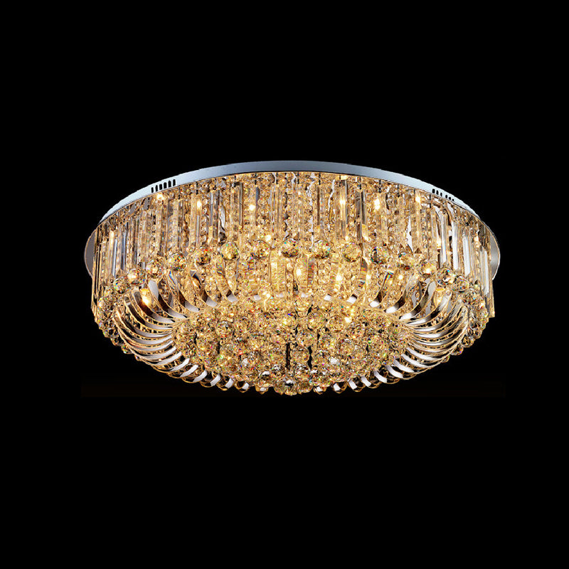 Contemporary Flush Mount Light Multi Head Clear Crystal Ceiling Lamp for Bedroom