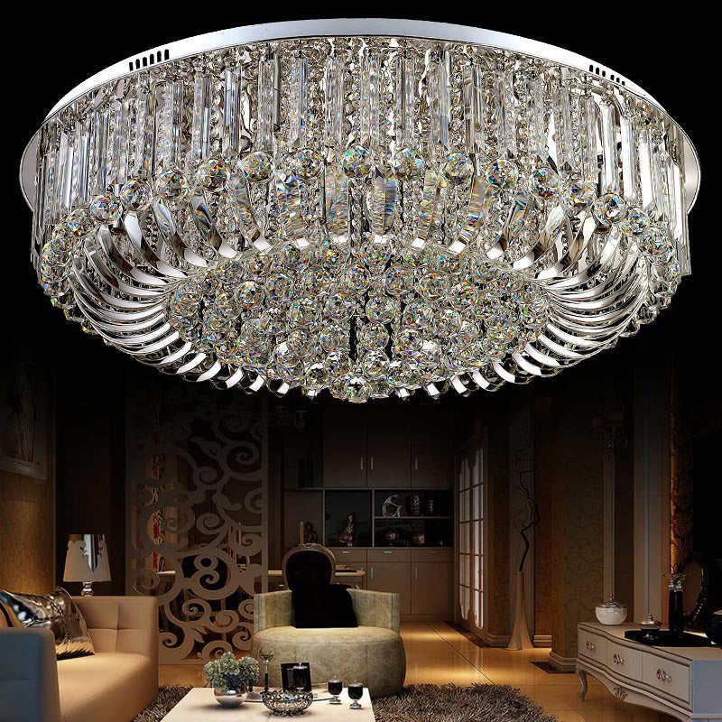 Contemporary Flush Mount Light Multi Head Clear Crystal Ceiling Lamp for Bedroom