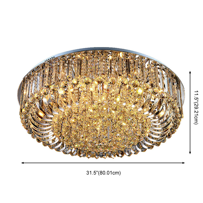 Contemporary Flush Mount Light Multi Head Clear Crystal Ceiling Lamp for Bedroom