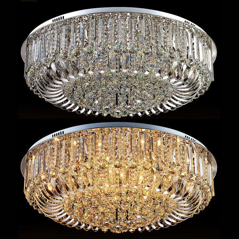 Contemporary Flush Mount Light Multi Head Clear Crystal Ceiling Lamp for Bedroom