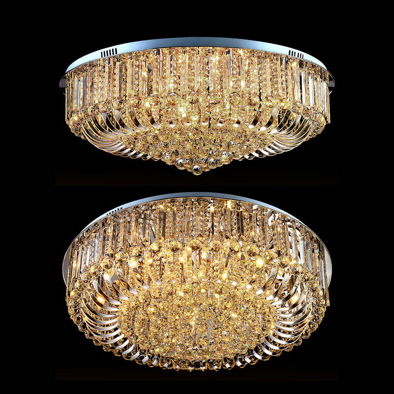 Contemporary Flush Mount Light Multi Head Clear Crystal Ceiling Lamp for Bedroom