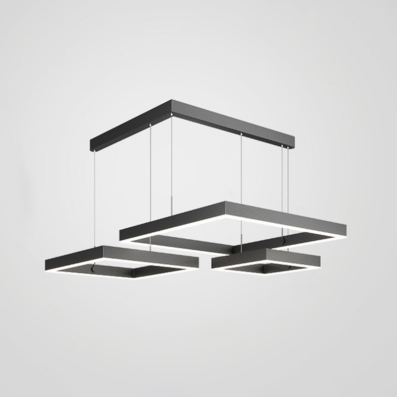 Metal Squared Chandelier Pendant Light Nordic LED Pendant Lighting Fixture in Black