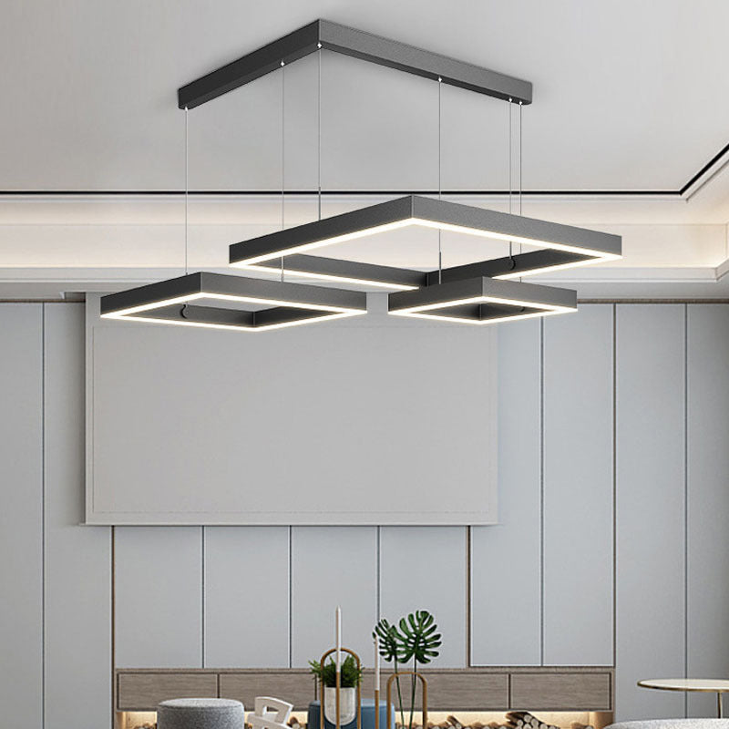 Metal Squared Chandelier Pendant Light Nordic LED Pendant Lighting Fixture in Black