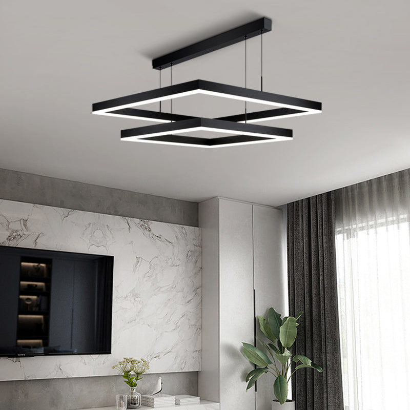 Metal Squared Chandelier Pendant Light Nordic LED Pendant Lighting Fixture in Black