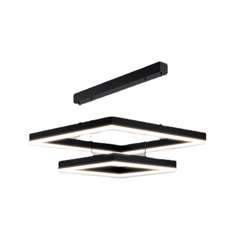 Metal Squared Chandelier Pendant Light Nordic LED Pendant Lighting Fixture in Black