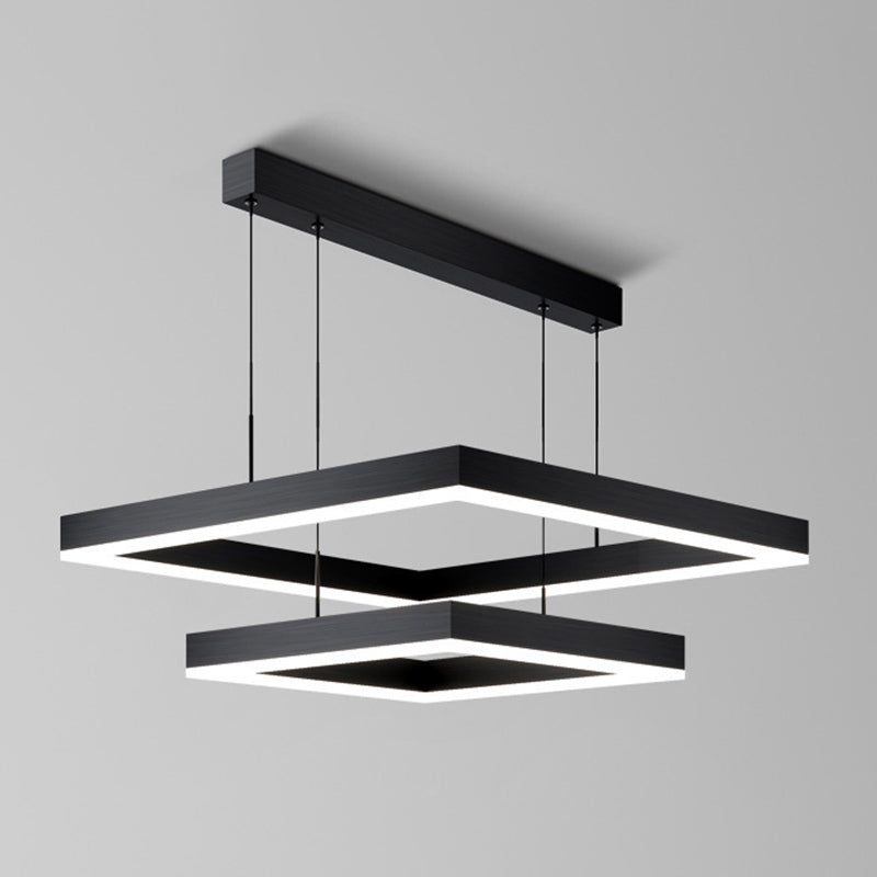 Metal Squared Chandelier Pendant Light Nordic LED Pendant Lighting Fixture in Black