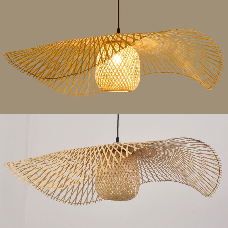 Twist Suspension Pendellicht Light Asia Bambus Restaurant Hanging Deckenleuchte in Beige