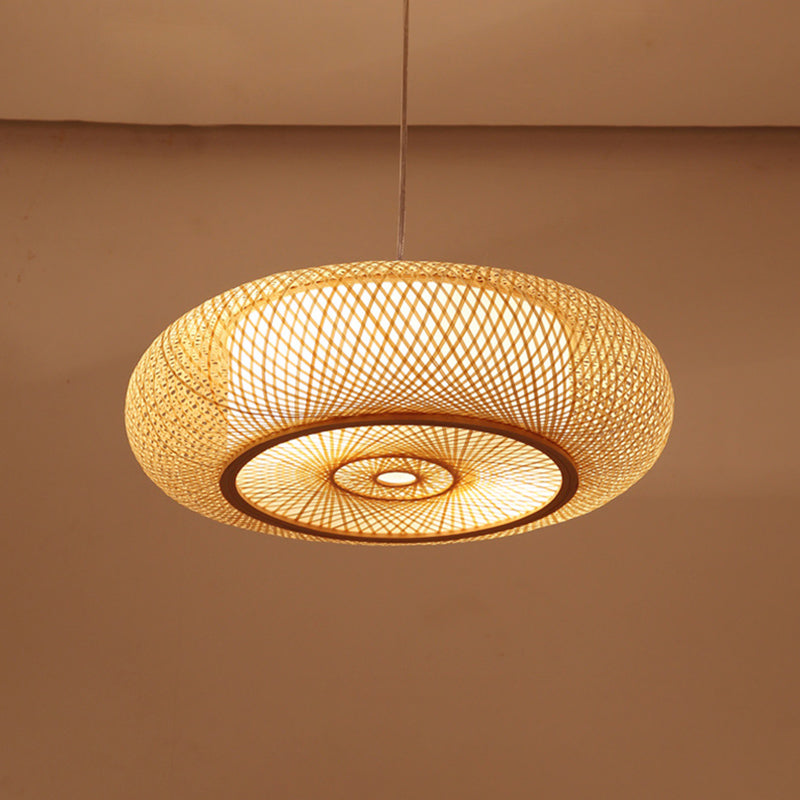 Frutto di illuminazione a sospensione in bambù arrotondato Bamboo BEIGE BEIGE BEIGE INCONTRO