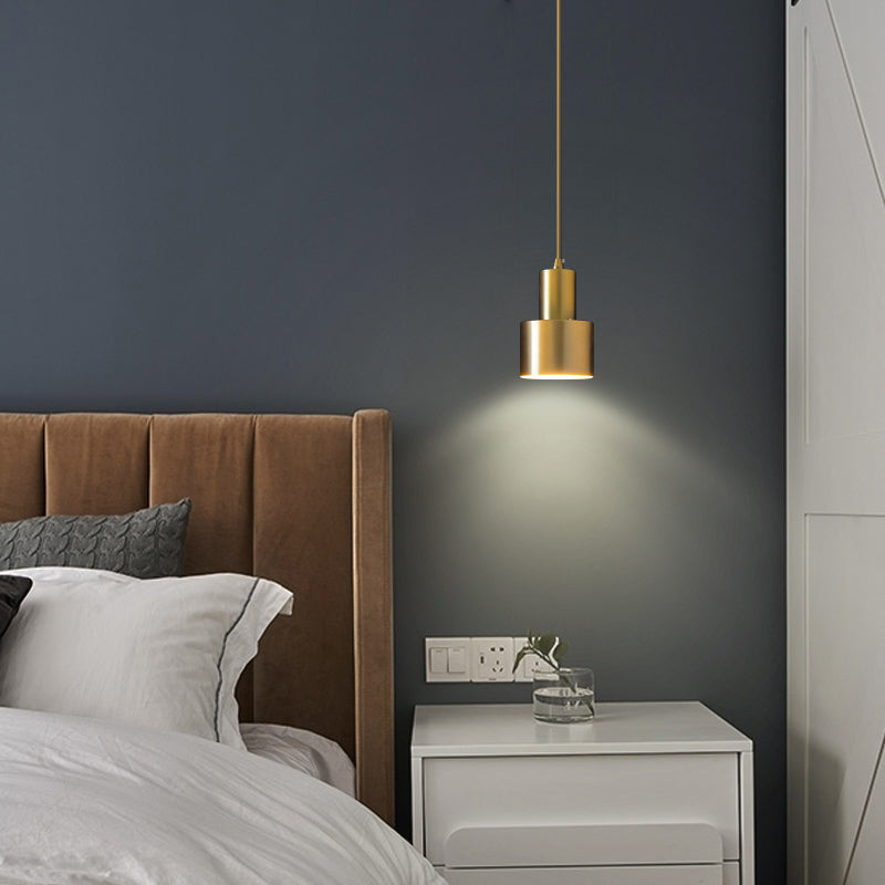 Minimalist Pendant Lighting Fixture Cylinder Hanging Ceiling Light with Metal Shade