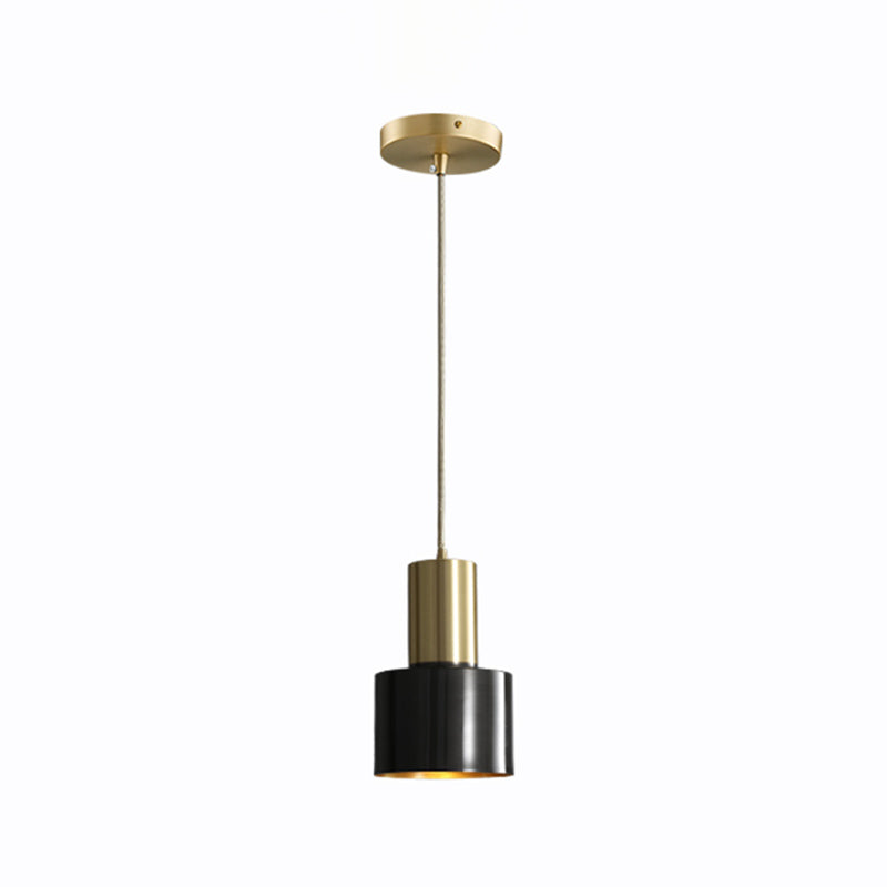 Minimalist Pendant Lighting Fixture Cylinder Hanging Ceiling Light with Metal Shade