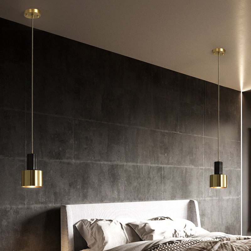 Minimalist Pendant Lighting Fixture Cylinder Hanging Ceiling Light with Metal Shade
