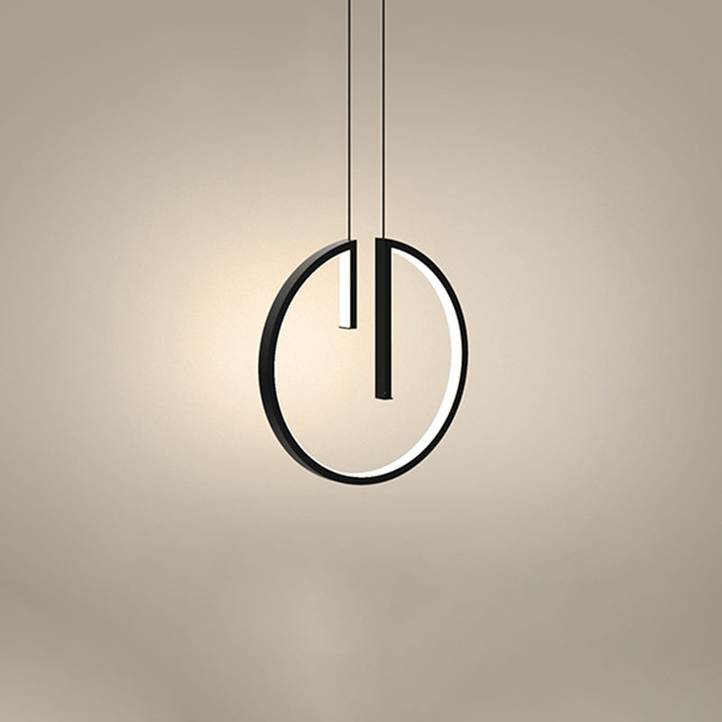 Geometrical Bedroom Pendant Light Fixture Metal LED Nordic Pendant Ceiling Light in Black