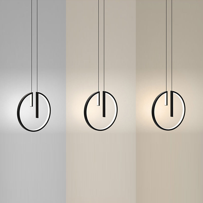 Geometrical Bedroom Pendant Light Fixture Metal LED Nordic Pendant Ceiling Light in Black