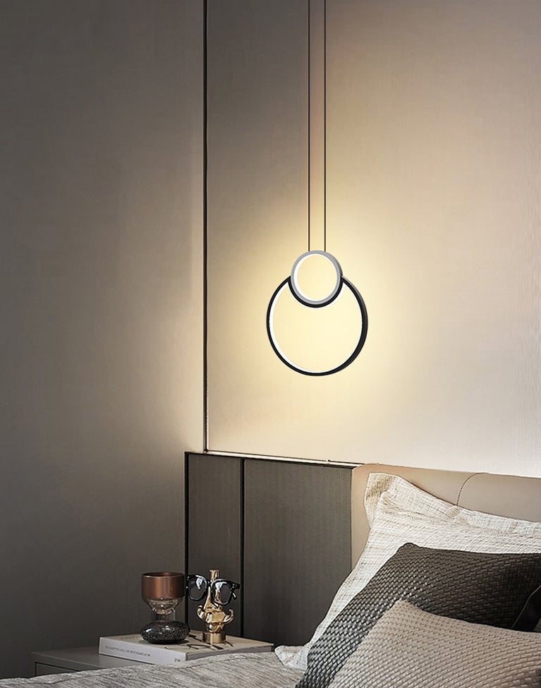 Geometrical Bedroom Pendant Light Fixture Metal LED Nordic Pendant Ceiling Light in Black